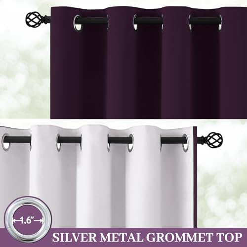 Yakamok Dark Purple 100% Blackout Curtains 63 Inches Long 50" Wide 2 Panels - Image 2
