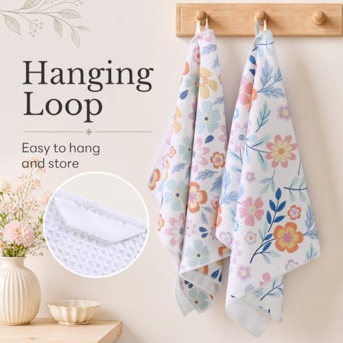 Homaxy Large Waffle Weave Kitchen Towels 2 Pack, Pastel Petal - Image 5