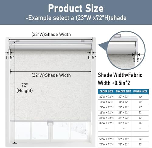 AOSKY Blackout Cordless Roller Shades, 29.5" W x 72" H, Linen Cream - Image 3