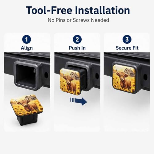Trailer Hitch Covers Highland Cow Sunflowers Heavy Duty 2 Inch Hitch Cover - Image 7