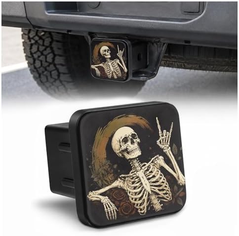 Hitch Cover Receiver Tube Hitch Plug Human Skeleton Rock and Roll, Tool-Free by Unknown