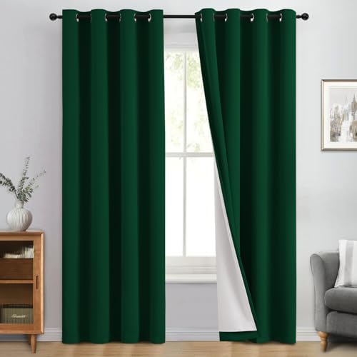 Yakamok Dark Green 100% Blackout Curtains 84 Inches Long 50" Wide 2 Panels by Yakamok
