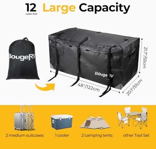 BougeRV Hitch Cargo Carrier Bag 12 Cubic Feet 1000D Waterproof Expandable - Image 6