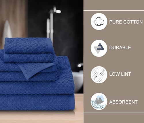 COTTON CRAFT Euro Spa Waffle Weave 6 Piece Towel Set - Image 6