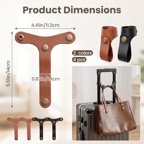 4Pcs Leather Luggage Straps for Carry On Bag, Suitcase Connector Straps - Image 2