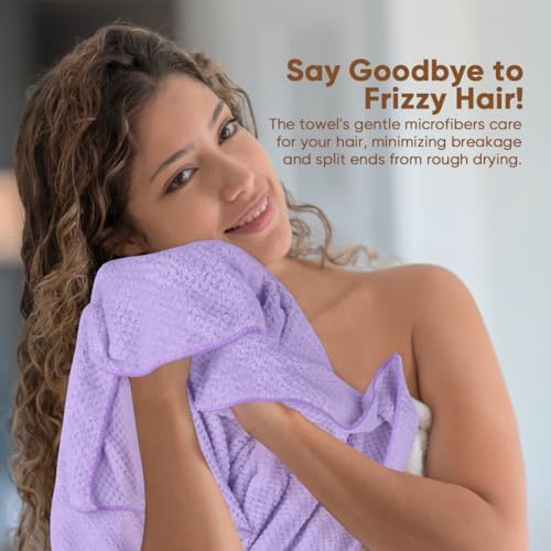 HOMEXCEL 5PK Microfiber Hair Towels, 40x20 in, Fast Drying - Image 3
