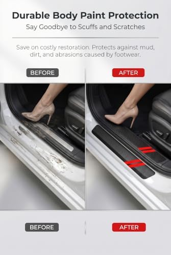 4 PCS Door Sill Protectors, Anti-Scratch Door Edge Guards, Carbon Fiber Leather - Image 4