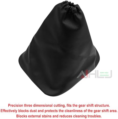 AJHLJ® Car Shift Gear Stick Handbrake Cover Manual Shift Boot Black Leather - Image 2