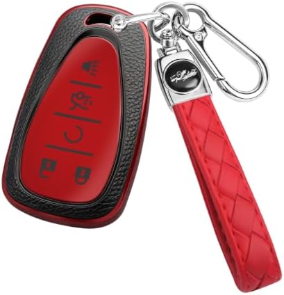 for Chevy Key Fob Cover, 5 Buttons TPU Leather Texture Key Cover by CARKEYCOVERforKERHXLE