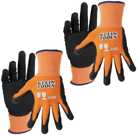KLEIN TOOLS 60823 Work Gloves, Knit Dipped Cut Resistant ANSI A1 Nitrile Coated by Unknown