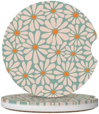 Green Floral Car Coasters for Cup Holders, 2 Pack Car Cup Holder Coasters for by Unknown