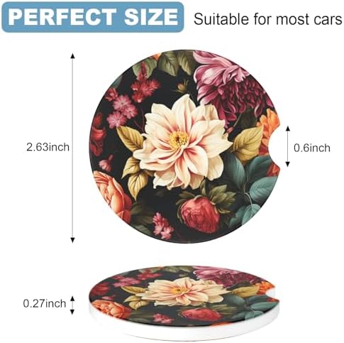 2 Pack Car Cup Holder Coasters, 2.63 inch Anti Slip Insert Absorbent Ceramic - Image 7