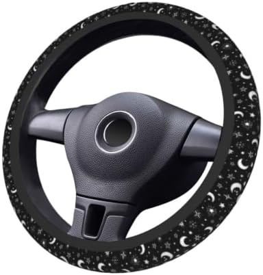 Black and White Star Moon Steering Wheel Covers Non Slip Neoprene Steering - Image 7