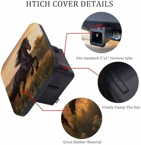 Horse Towing Hitch Cover Animal Black Horse Gallop Sunset Trailer Hitch Tube - Image 3