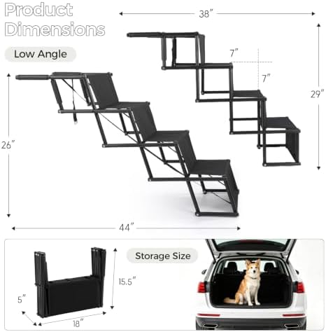 KARAOK Foldable Dog Stairs for Car SUV, Pet Stairs for Large Dogs, 4-Step - Image 4
