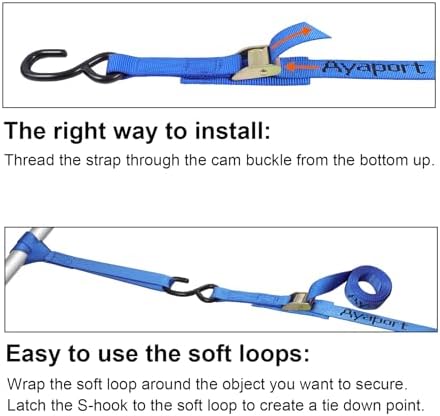 Ayaport Cam Buckle Tie Down Straps 6 feet, 4 Pack - Image 4