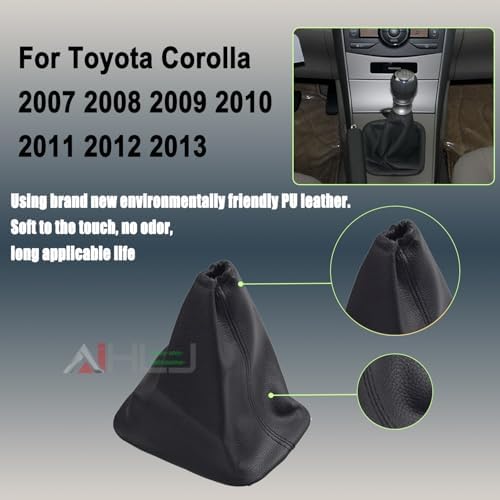 AJHLJ® Car Shift Gear Stick Handbrake Cover Manual Shift Boot Black Leather - Image 5