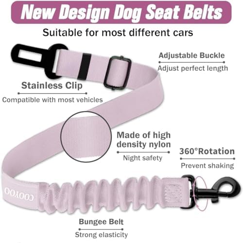 COOYOO Dog Seat Belt, Retractable Dog Car Harness Seat Belt - Image 3