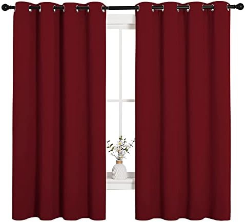 NICETOWN Christmas Burgundy Window Curtains 1 Pair 55 by 68-in Burgundy Red - Image 2
