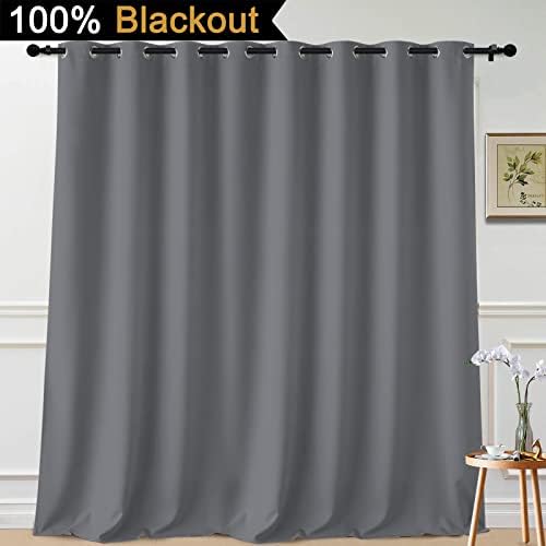 Yakamok Grey 100% Blackout Patio Door Curtain Panels W100 x L108, 1 Panel - Image 2