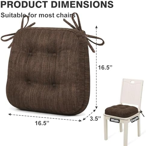 Shinnwa Dining Chair Cushions Set of 2, Dual-Layer Memory Foam Kitchen Chair - Image 5