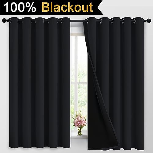Yakamok Black 100% Blackout Curtains 63 Inches Long - Image 2