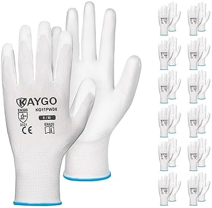 KAYGO Safety Work Gloves for Men Women, PU Coated Palm & Fingers by KAYGO