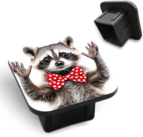 Hitch Receiver Cover 2" Raccoon Wears a Polka Dot Bow Tie Trailer Hitch Cover by Unknown