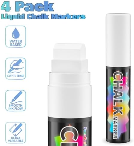 FansArriche White Chalk Markers, 4 Pack 15mm Jumbo Car Window Markers - Image 2