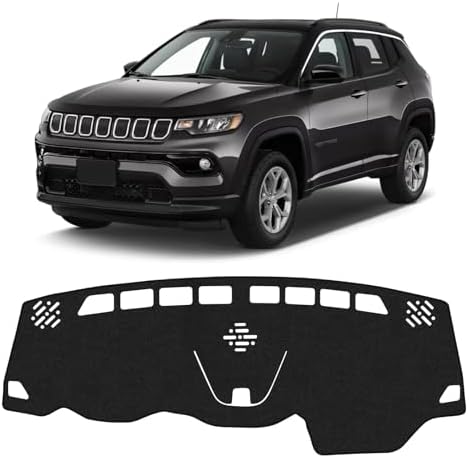 KUST Black Dash Cover for Jeep Cherokee Latitude 2014-2023 Polyester Dashboard by KUST