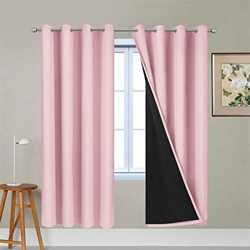 Yakamok Pink 100% Blackout Curtains 72 Inches Long by Yakamok