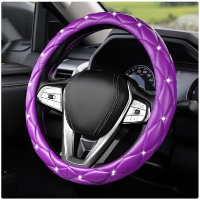 Bling Car Steering Wheel Cover, 15 Inch Diamond Leather Anti-Slip Auto Steering by Unknown