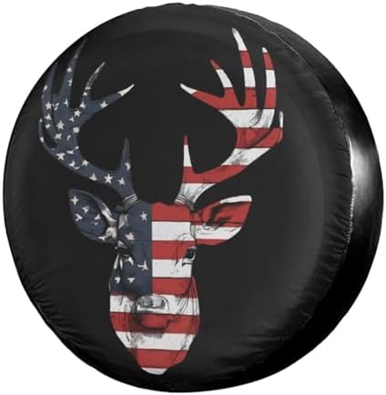 Delerain Spare Tire Cover Hunter American Flag Deer Wheel Covers Sun Protection by Delerain