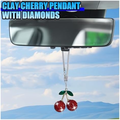 Bling Cherry Car Rear View Mirror Charm - Image 6