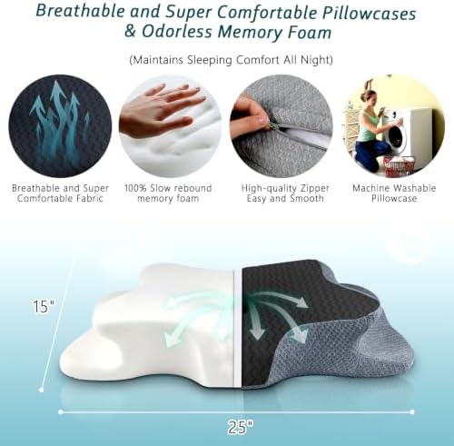 CHxxy Cervical Pillow for Neck Pain Relief, Memory Foam Pillows - Image 6