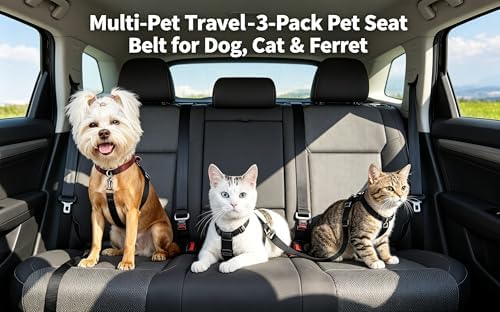 MAGIKON Dog Seat Belt 3-Pack, Adjustable Heavy-Duty Nylon Car Harness - Image 6