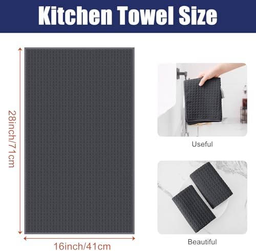 Homaxy Microfiber Waffle Weave Kitchen Towels, 8 Pack, Dark Grey - Image 2