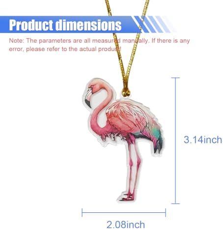 2D Flat Flamingo Car Rear View Mirror Charm, Acrylic Car Rear View Mirror - Image 2