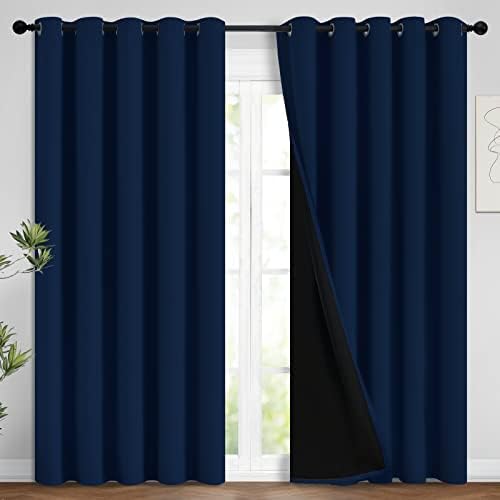 Yakamok Navy Blue 100% Blackout Curtains 96 Inches Long 62" Wide, 2 Panels by Yakamok
