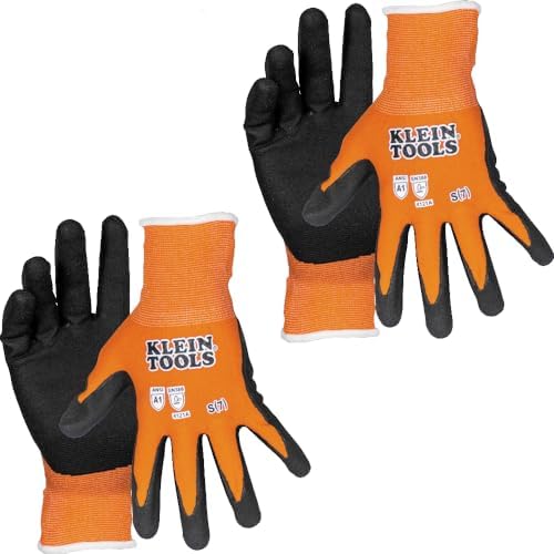 KLEIN TOOLS 60579 Work Gloves, Knit Dipped Cut Resistant ANSI A1 Nitrile Coated by Unknown