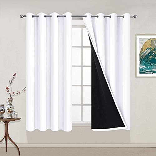 Yakamok Pure White 100% Blackout Curtains 54 Inches Long 52" Wide 2 Panel by Yakamok