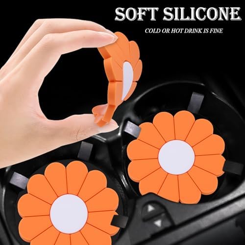 4-Pack Car Cup Holder Coaster Inserts, Daisy Shape, 2.75 Inch Non-Slip Silicone - Image 4