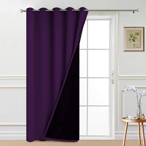 Yakamok Purple 100% Blackout Patio Door Curtain Panels W70 x L84, 1 Panel by Yakamok