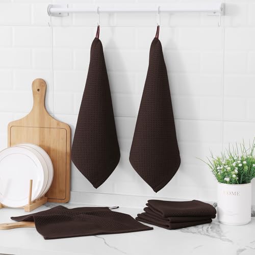 Kitinjoy 100% Cotton Waffle 8-Pack Kitchen Towels, Dark Brown - Image 6