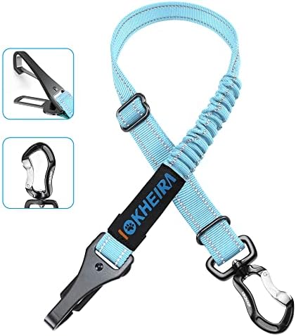 IOKHEIRA Dog Seatbelt, Adjustable, Reflective, Bungee Buffer, Large/Medium/Small by IOKHEIRA
