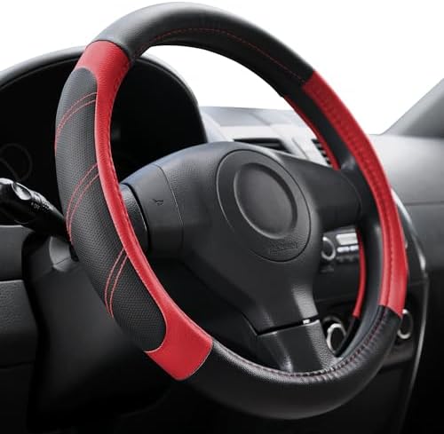 Elantrip Leather Steering Wheel Cover 14 1/2 to 15 inch Universal Padded Soft by Elantrip