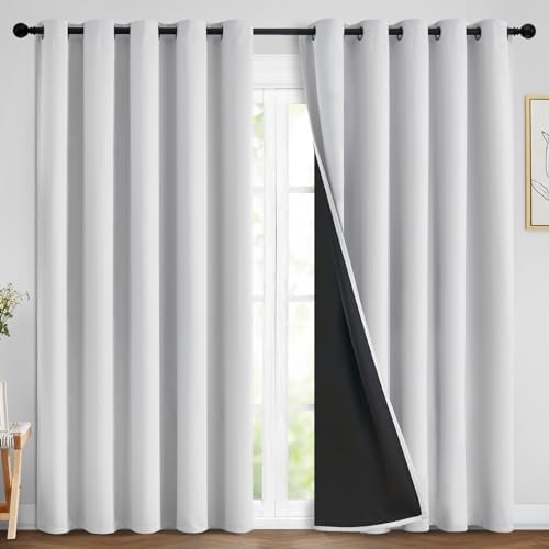 Yakamok Greyish White 100% Blackout Curtains 84 Inches Long, 2 Thick Layers by Yakamok