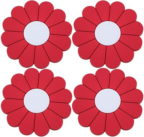 4-Pack Car Cup Holder Coaster Inserts, Daisy Shape, 2.75 Inch Non-Slip Silicone by MEAJOO