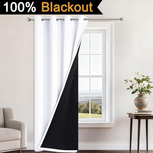 Yakamok Pure White 100% Blackout Curtains 84 Inches Long 52" Wide 1 Panel - Image 2