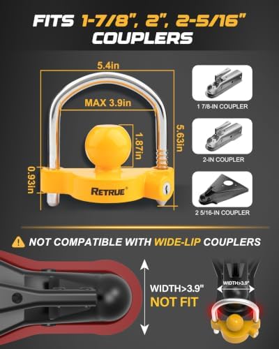 RETRUE Universal Trailer Coupler Lock - Image 2